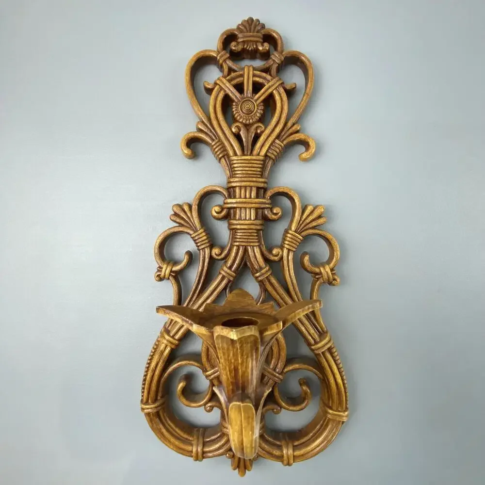 Vintage Ornate Wall Sconce - Decorative MCM Candle Holder